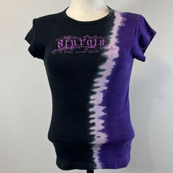 Sturgis Bike Week 2006 Tie-Dye T-Shirt Womens Sz Small Purple Black Short Sleeve - Picture 1 of 14